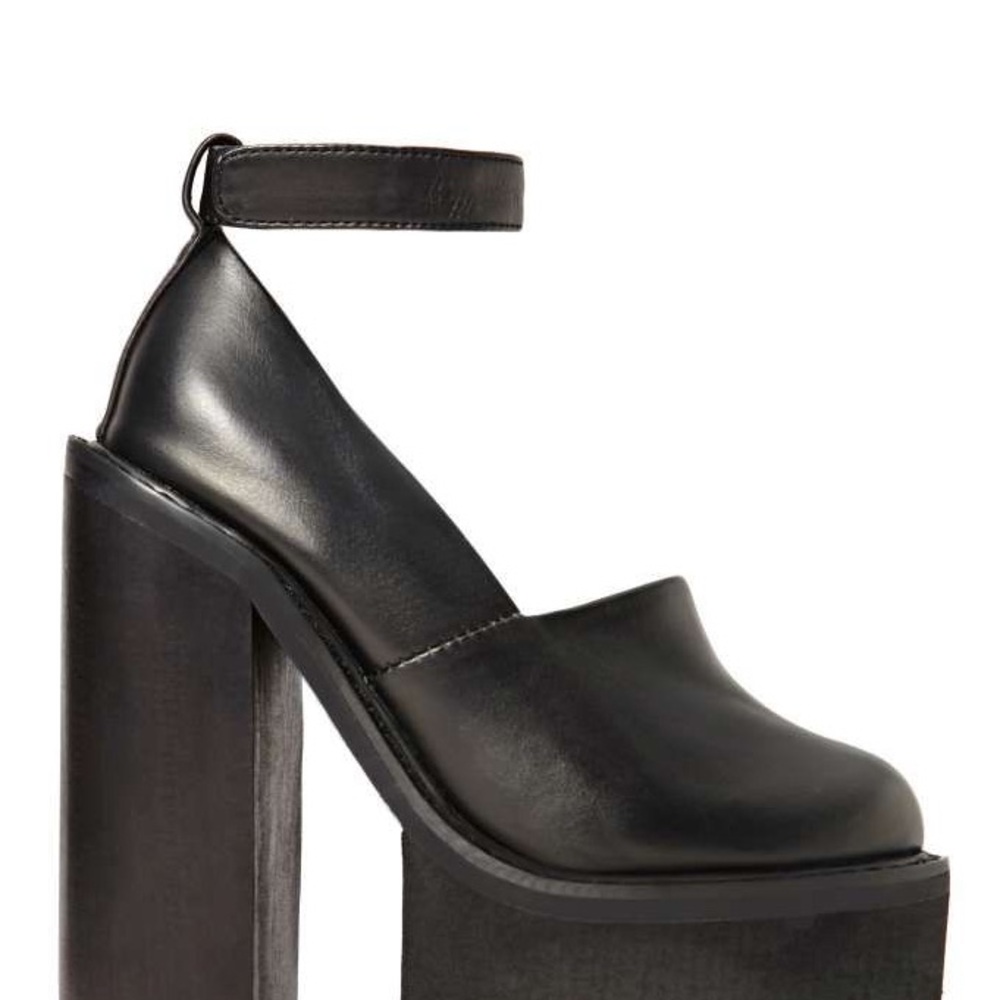 Black Platform Ankle Strap Heels